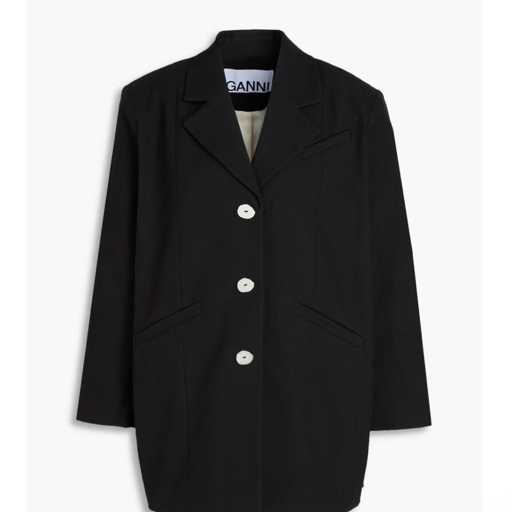 Ganni Black Oversized Blazer with Silver Buttons